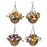 Maxbell Artificial Faux Hanging Plants Flowers Basket Hanging Planter for Patio Yard Style A
