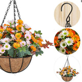 Maxbell Artificial Faux Hanging Plants Flowers Basket Hanging Planter for Patio Yard Style A