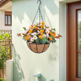 Maxbell Artificial Faux Hanging Plants Flowers Basket Hanging Planter for Patio Yard Style A
