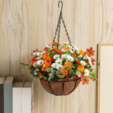 Maxbell Artificial Faux Hanging Plants Flowers Basket Hanging Planter for Patio Yard Style B