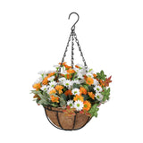 Maxbell Artificial Faux Hanging Plants Flowers Basket Hanging Planter for Patio Yard Style B
