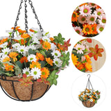 Maxbell Artificial Faux Hanging Plants Flowers Basket Hanging Planter for Patio Yard Style B
