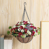 Maxbell Artificial Faux Hanging Plants Flowers Basket Hanging Planter for Patio Yard Style C