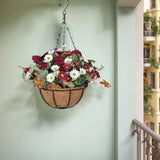 Maxbell Artificial Faux Hanging Plants Flowers Basket Hanging Planter for Patio Yard Style C