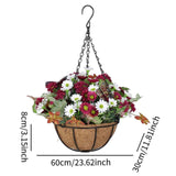 Maxbell Artificial Faux Hanging Plants Flowers Basket Hanging Planter for Patio Yard Style C