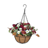 Maxbell Artificial Faux Hanging Plants Flowers Basket Hanging Planter for Patio Yard Style C