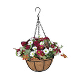 Maxbell Artificial Faux Hanging Plants Flowers Basket Hanging Planter for Patio Yard Style C