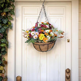 Maxbell Artificial Faux Hanging Plants Flowers Basket Hanging Planter for Patio Yard Style D