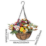 Maxbell Artificial Faux Hanging Plants Flowers Basket Hanging Planter for Patio Yard Style D