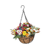 Maxbell Artificial Faux Hanging Plants Flowers Basket Hanging Planter for Patio Yard Style D