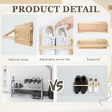 Maxbell 2 Pieces Wall Mounted Shoe Rack Wood Foldable Hanger for Sneaker Slipper Rvs