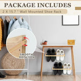 Maxbell 2 Pieces Wall Mounted Shoe Rack Wood Foldable Hanger for Sneaker Slipper Rvs