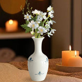Maxbell Decorative Vase Ceramic Traditional Flower Vessel for Home Fireplace Desktop 4.5cmx16cm