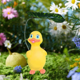 Maxbell Holding Leaf Umbrella Duck Statue Decorative Sculpture for Outside Lawn Desk Yellow