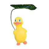 Maxbell Holding Leaf Umbrella Duck Statue Decorative Sculpture for Outside Lawn Desk Yellow