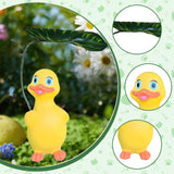 Maxbell Holding Leaf Umbrella Duck Statue Decorative Sculpture for Outside Lawn Desk Yellow