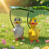 Maxbell Holding Leaf Umbrella Duck Statue Decorative Sculpture for Outside Lawn Desk Yellow