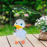Maxbell Holding Leaf Umbrella Duck Statue Decorative Sculpture for Outside Lawn Desk White