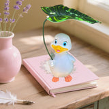 Maxbell Holding Leaf Umbrella Duck Statue Decorative Sculpture for Outside Lawn Desk White