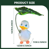 Maxbell Holding Leaf Umbrella Duck Statue Decorative Sculpture for Outside Lawn Desk White