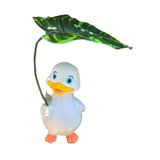 Maxbell Holding Leaf Umbrella Duck Statue Decorative Sculpture for Outside Lawn Desk White
