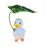 Maxbell Holding Leaf Umbrella Duck Statue Decorative Sculpture for Outside Lawn Desk White