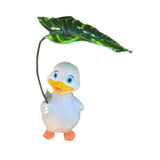 Maxbell Holding Leaf Umbrella Duck Statue Decorative Sculpture for Outside Lawn Desk White