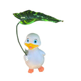 Maxbell Holding Leaf Umbrella Duck Statue Decorative Sculpture for Outside Lawn Desk White
