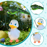 Maxbell Holding Leaf Umbrella Duck Statue Decorative Sculpture for Outside Lawn Desk White