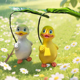 Maxbell Holding Leaf Umbrella Duck Statue Decorative Sculpture for Outside Lawn Desk White
