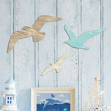 Maxbell 3Pcs Wood Seagull Wall Decor Decorative for Indoor/Outdoor Office Lake House