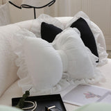 Maxbell Bowknot Throw Pillow Cute Soft Decorative Waist Pillow for Sofa Nursery Bed White