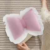 Maxbell Bowknot Throw Pillow Cute Soft Decorative Waist Pillow for Sofa Nursery Bed Pink