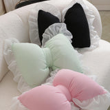 Maxbell Bowknot Throw Pillow Cute Soft Decorative Waist Pillow for Sofa Nursery Bed Green