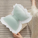 Maxbell Bowknot Throw Pillow Cute Soft Decorative Waist Pillow for Sofa Nursery Bed Green