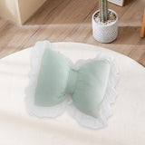 Maxbell Bowknot Throw Pillow Cute Soft Decorative Waist Pillow for Sofa Nursery Bed Green