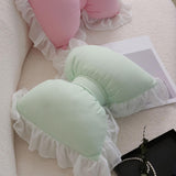 Maxbell Bowknot Throw Pillow Cute Soft Decorative Waist Pillow for Sofa Nursery Bed Green