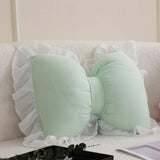 Maxbell Bowknot Throw Pillow Cute Soft Decorative Waist Pillow for Sofa Nursery Bed Green