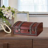 Maxbell Treasure Chest Wooden Home Decor Collection Handcrafted Table Decorative Box Red