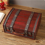 Maxbell Treasure Chest Wooden Home Decor Collection Handcrafted Table Decorative Box Red