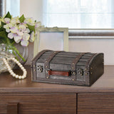 Maxbell Treasure Chest Wooden Home Decor Collection Handcrafted Table Decorative Box Grey