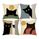 Maxbell 4 Pieces Black Cat Throw Pillow Covers Animal Cushion Case for Men Women Bed
