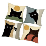 Maxbell 4 Pieces Black Cat Throw Pillow Covers Animal Cushion Case for Men Women Bed