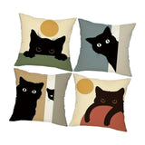 Maxbell 4 Pieces Black Cat Throw Pillow Covers Animal Cushion Case for Men Women Bed