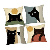 Maxbell 4 Pieces Black Cat Throw Pillow Covers Animal Cushion Case for Men Women Bed