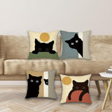 Maxbell 4 Pieces Black Cat Throw Pillow Covers Animal Cushion Case for Men Women Bed