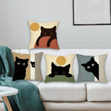 Maxbell 4 Pieces Black Cat Throw Pillow Covers Animal Cushion Case for Men Women Bed
