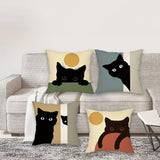 Maxbell 4 Pieces Black Cat Throw Pillow Covers Animal Cushion Case for Men Women Bed