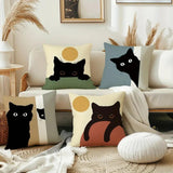 Maxbell 4 Pieces Black Cat Throw Pillow Covers Animal Cushion Case for Men Women Bed