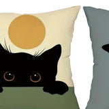 Maxbell 4 Pieces Black Cat Throw Pillow Covers Animal Cushion Case for Men Women Bed